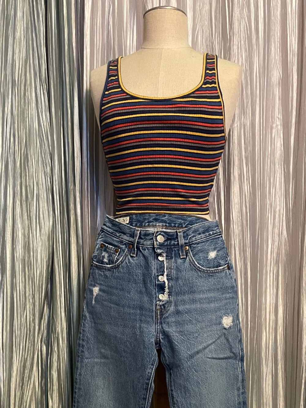 Top Shop Striped Crop Tank